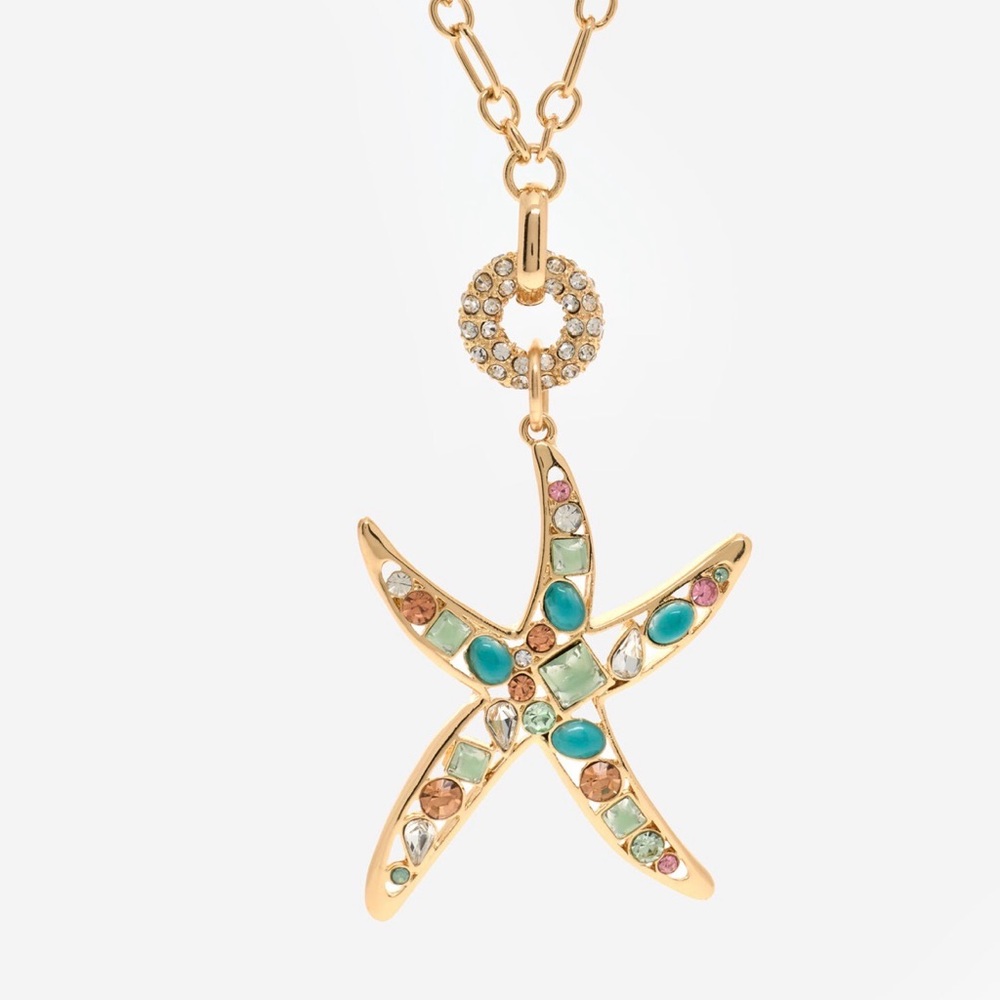 NWT ⚜️🌟⚜️ True to Form Coastal Beach Gold and Turquoise Starfish Necklace